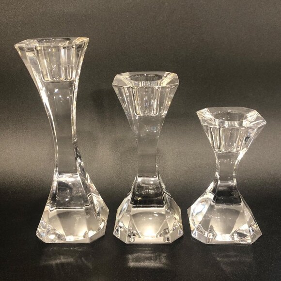 Villeroy & Boch Clear Crystal Candlestick Holders Graduated Set Cocktail Club - Picture 7 of 12
